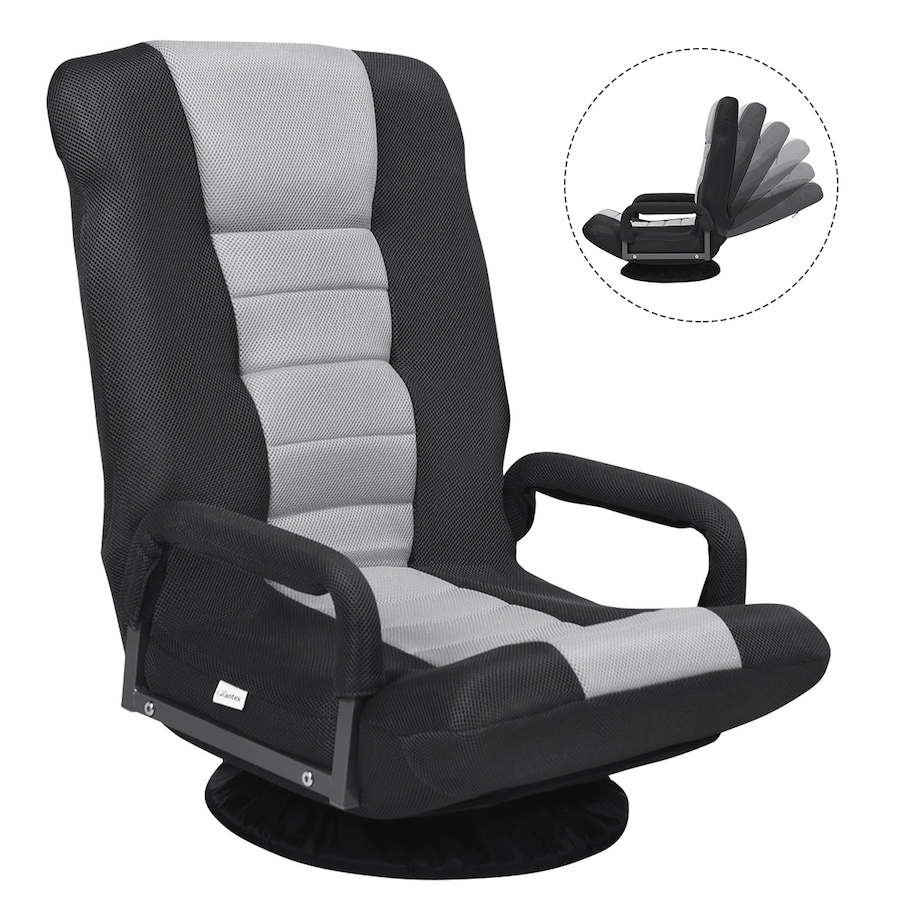 Costway Swivel Floor Sofa Lounge Folding Chair Adjustable Recliner Chaise Armchair Gaming Home Office,Grey