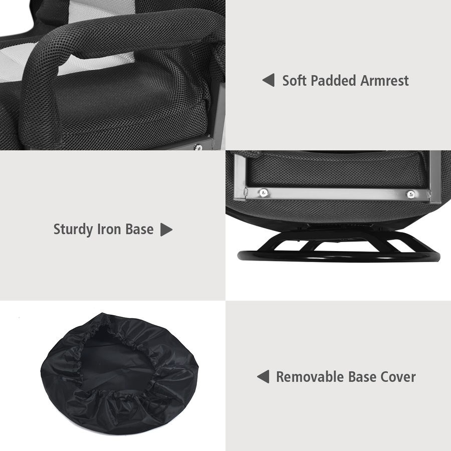 Costway Swivel Floor Sofa Lounge Folding Chair Adjustable Recliner Chaise Armchair Gaming Home Office,Grey