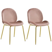 Costway Velvet Office Chair Upholstered Desk Chair Wood Armchair Work Study Pink