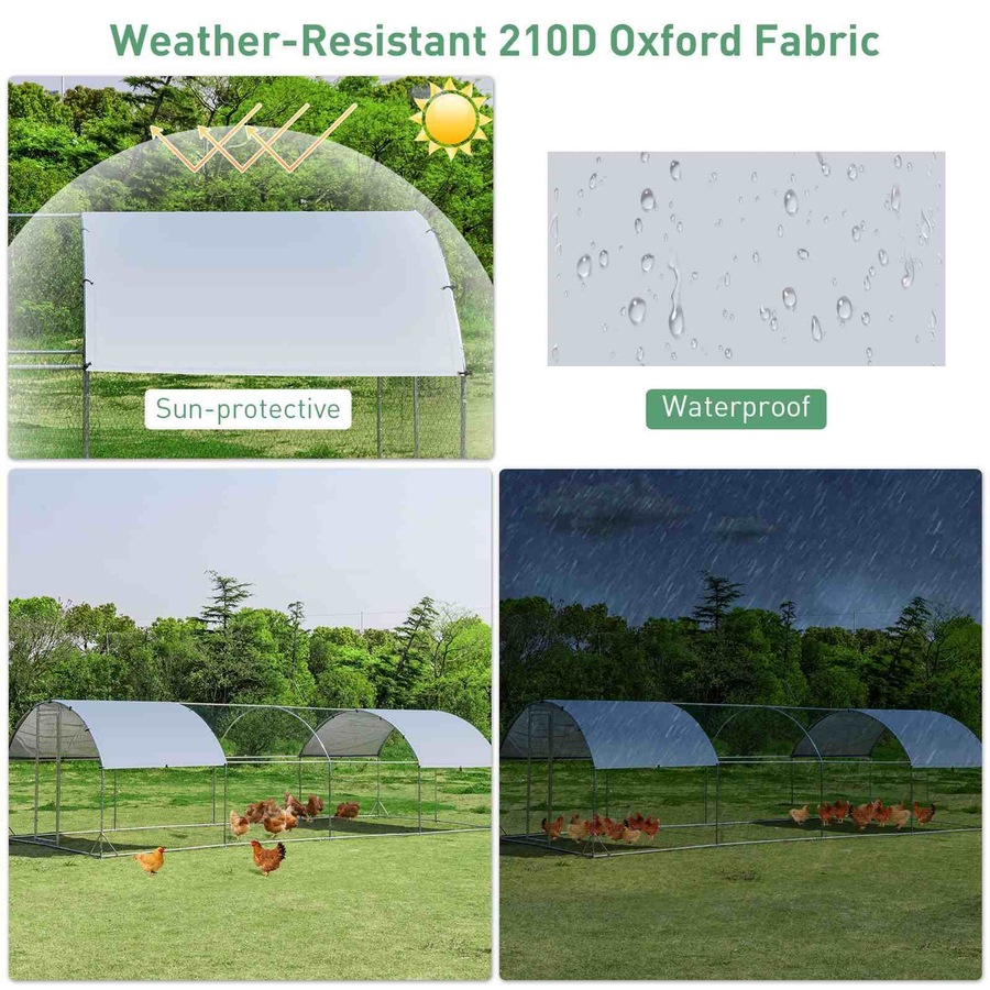 Costway Chicken Coop 7.6x2.8x1.95m Extra Large Cage Run Walk-in Rabbit Hutch Anti-UV, Outdoor Yard Farm