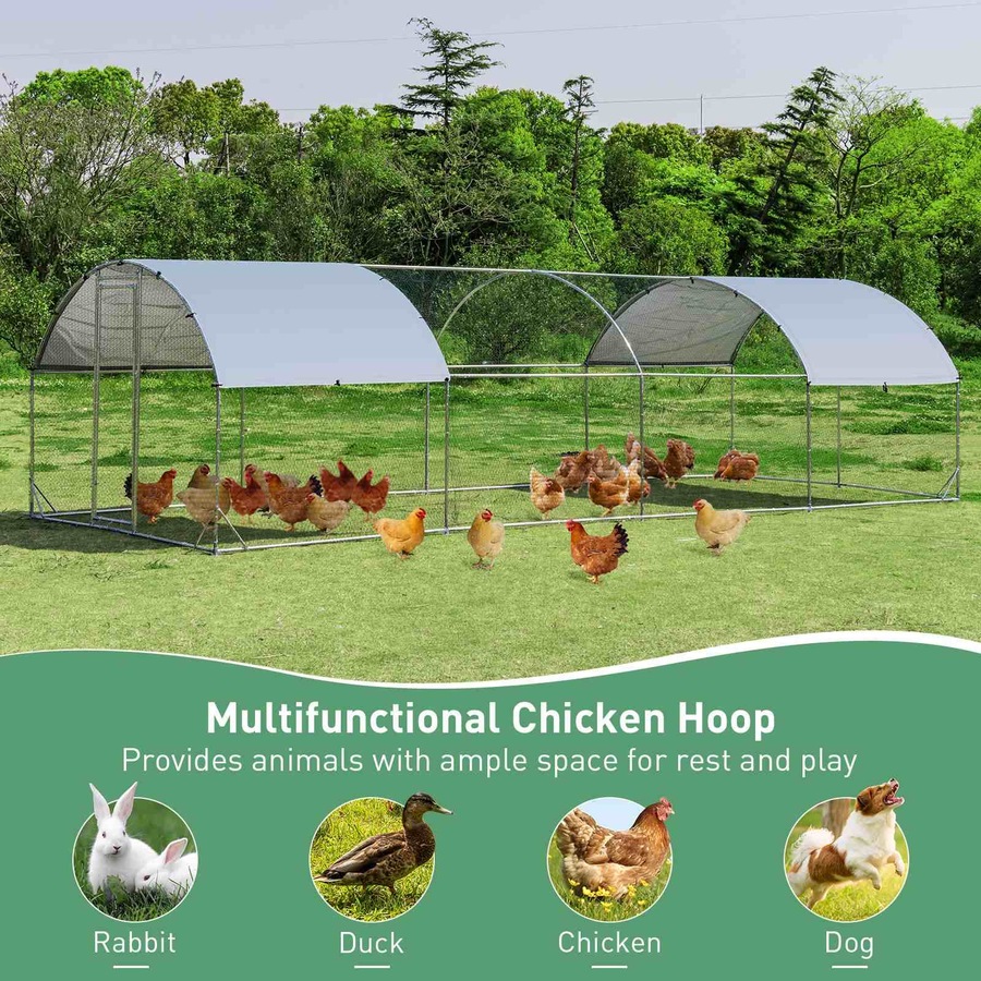 Costway Chicken Coop 7.6x2.8x1.95m Extra Large Cage Run Walk-in Rabbit Hutch Anti-UV, Outdoor Yard Farm