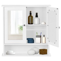 Costway Wall Mounted Bathroom Cabinet Toilet Organiser Storage Cupboard w/Mirror White