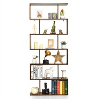 Costway S-Shape Bookshelf 6-Tier Wood Bookcase Display Shelf Storage Rack Home Furniture Office Cafe