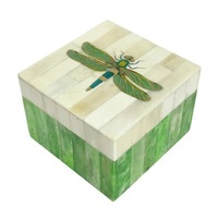 Singa Brass & Ceramic Dragonfly Bone Trinket Box
