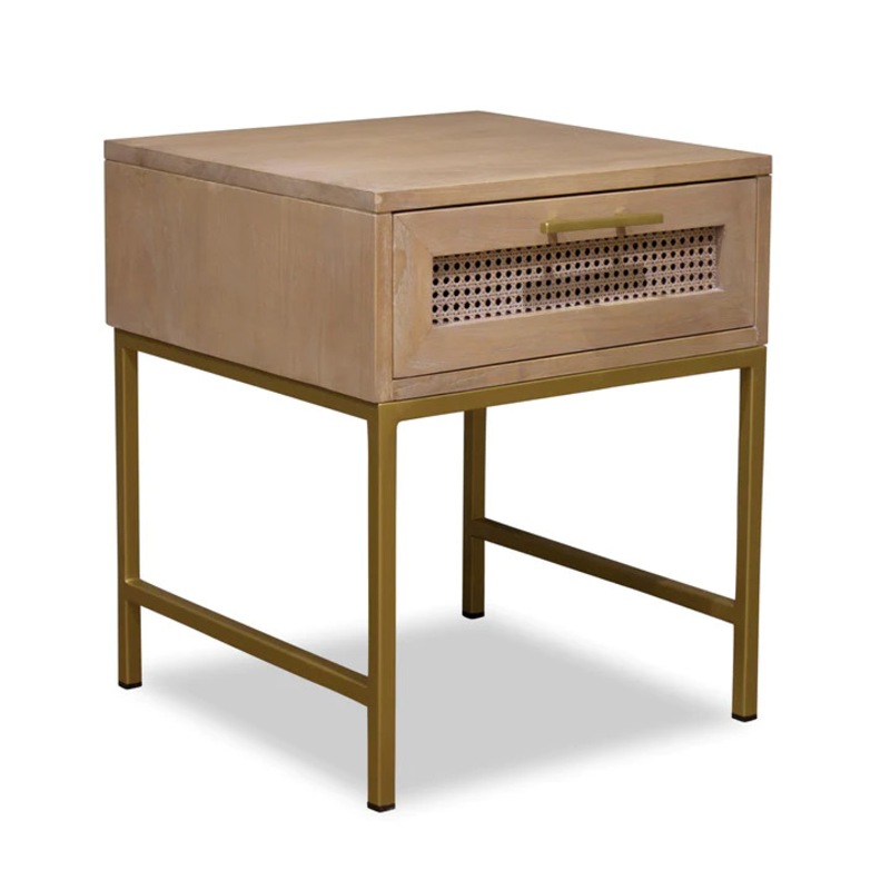 Buy Winnipeg & Sons Aranga Timber And Rattan Bedside Table Clearance