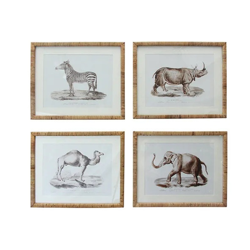 Buy Provincial & Rustic African Animal Wall Art Set of 4 MyDeal