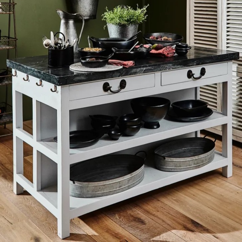 Buy Provincial & Rustic Lars Kitchen Island in Grey MyDeal