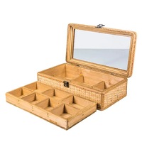 Provincial & Rustic Natural Rattan Pigeonhole Storage Box
