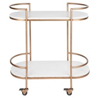 Luxe Living Southside White Stone Bar Cart