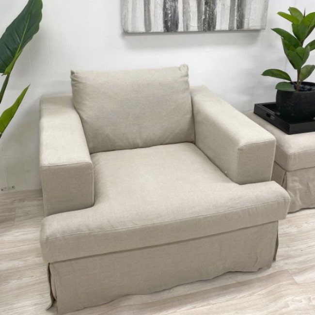Santorini Linen Slipcover Armchair Santorini Fabric Wing Chair