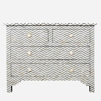 Zohi Interiors Bone Inlay 4 Drawer Chest in Chevron Black