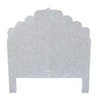 Zohi Interiors Bone Inlay Moghul Bedhead in Grey (Queen Size)