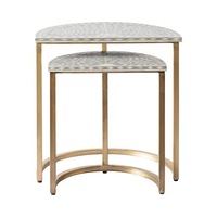 Zohi Interiors Bone Inlay Nesting Tables in Grey