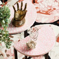 Zohi Interiors Bone Inlay Nesting Tables in Pink