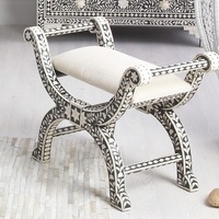 Zohi Interiors Bone Inlay Stool in Black