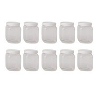 10x 250g Plastic Honey Jars + Lids - Square Clear Food Grade Packaging Containers