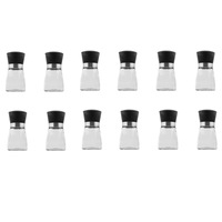 12x 150ml Glass Salt or Pepper Grinder 12cm - Adjustable Ceramic Core Short Mill