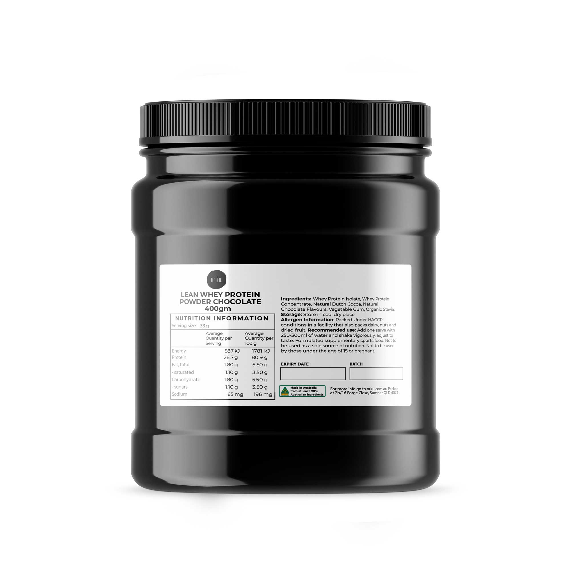 400g Lean Whey Protein Blend Chocolate Shake WPI/WPC Supplement Jar Australia