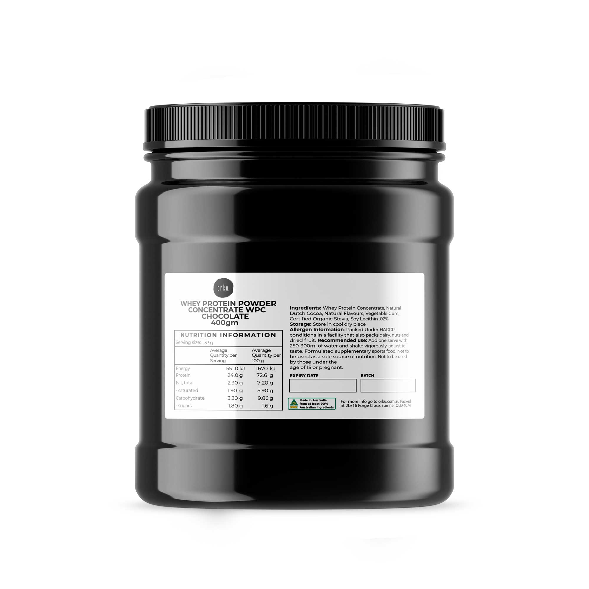 400g Whey Protein Powder Concentrate Chocolate Shake WPC Supplement Jar Australia