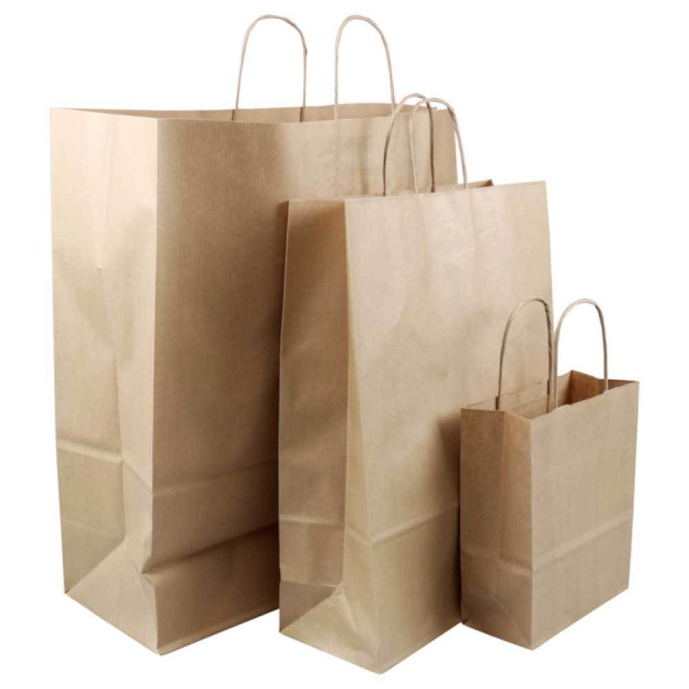 50x Packs Brown Paper Bag Kraft Eco Recyclable Reusable Gift Carry Shopping Retail Bags