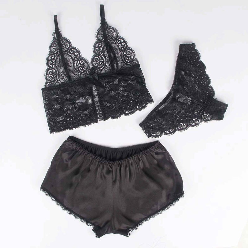 Amani 3 Piece Lingerie Set - Black – Thats So Fetch AU