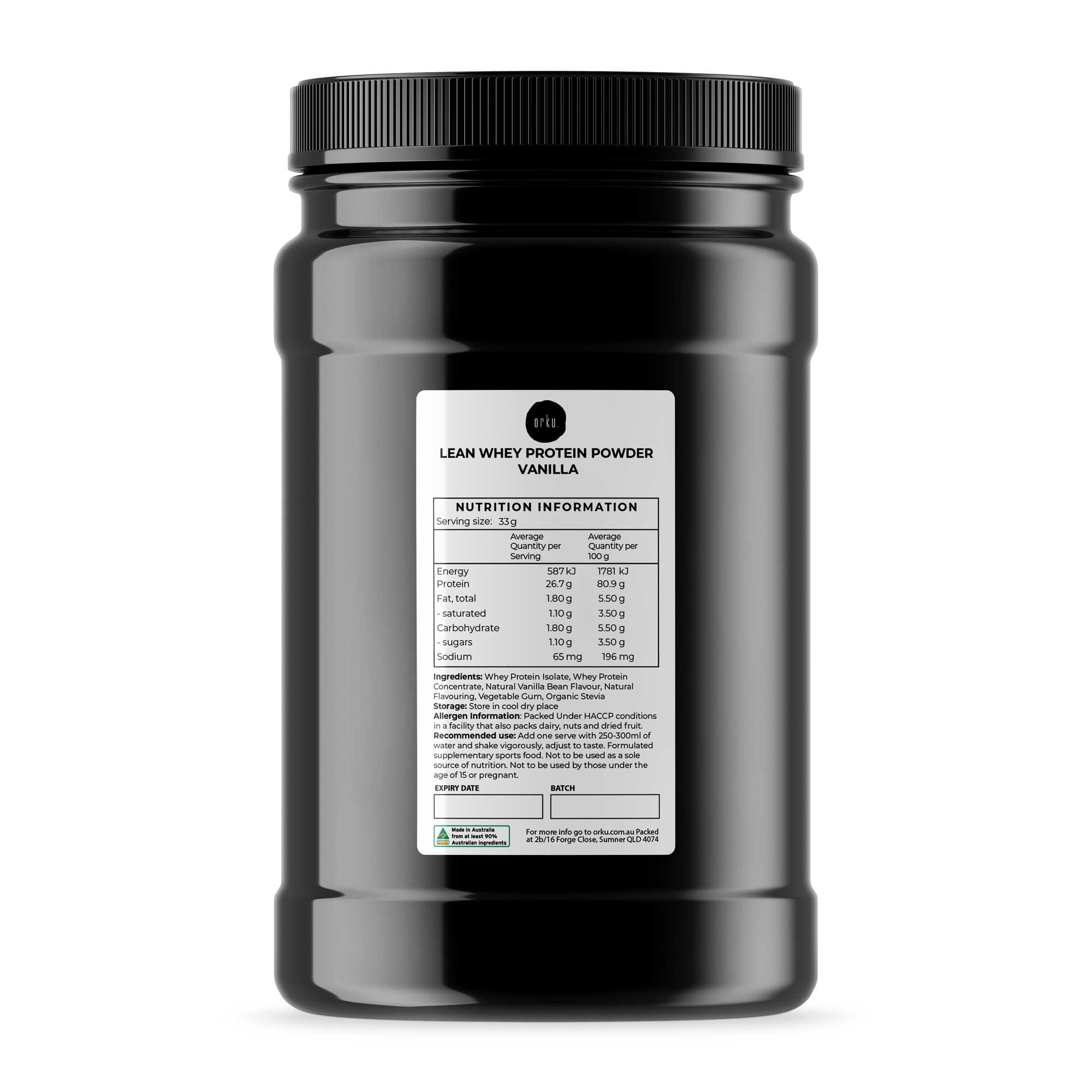 Lean Whey Protein Blend Vanilla Shake WPI/WPC Supplement Jars Australia