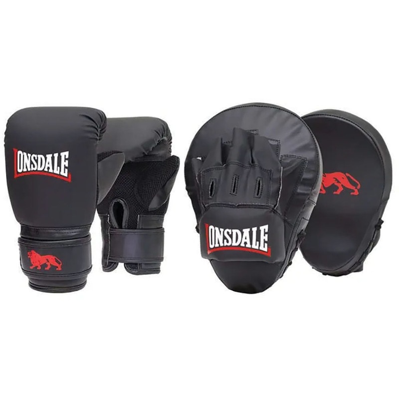 Buy Lonsdale Glove & Mitt Combo Set Boxing Box Gym Training Black SM