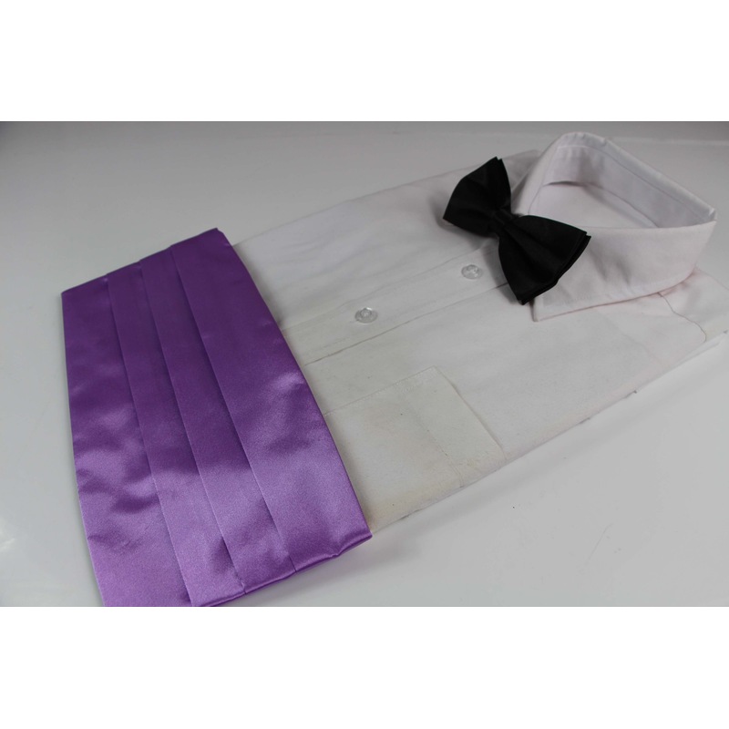 Buy Mens Light Purple Cummerbund & Black Bow Tie Set MyDeal
