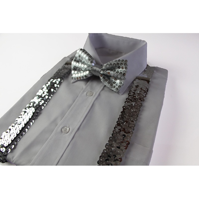 mens silver sequin tie