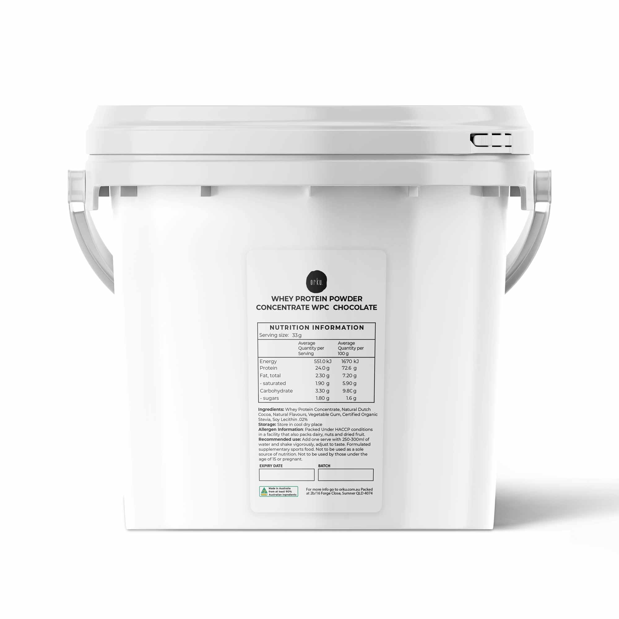 Whey Protein Powder Concentrate Chocolate Shake WPC Supplement Bucket Australia