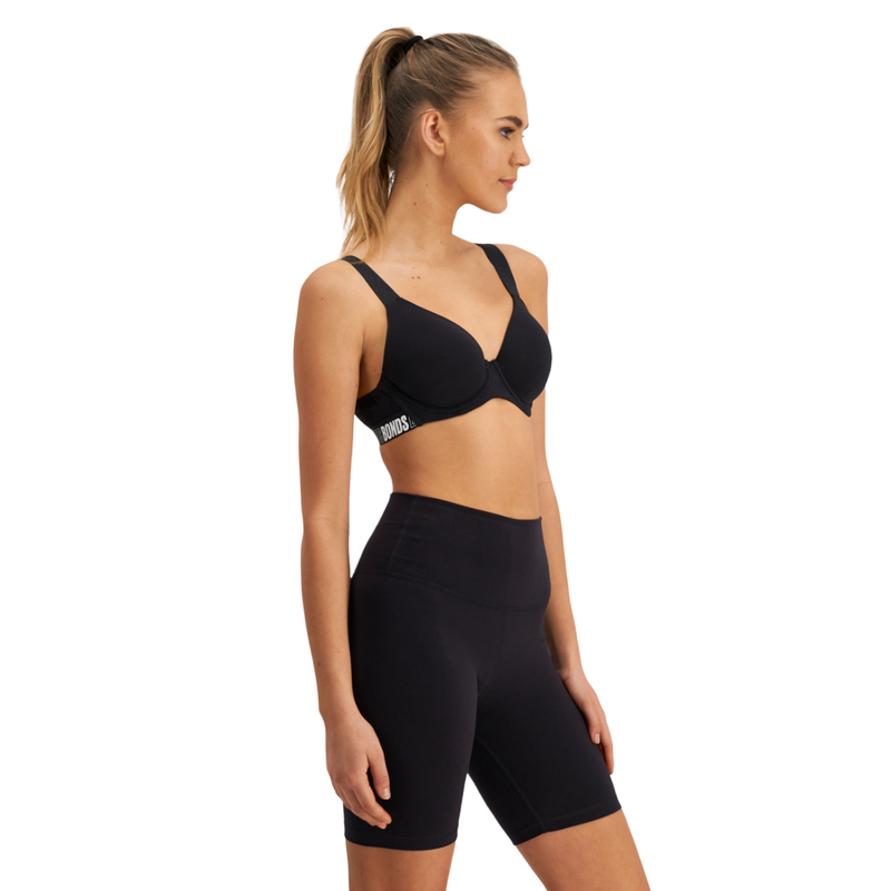 Womens Bonds X-Temp Sporty Top Underwire Bra Black Underwire