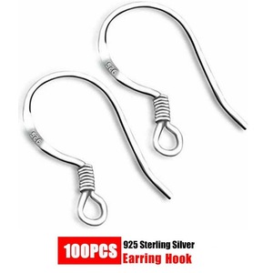100pcs 925 Sterling Silver Hooks Hypoallergenic Ear Wires DIY Earrings Jewelry