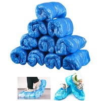 100pcs Waterproof Boot Covers Plastic Disposable Shoe Cover Overshoe Blue