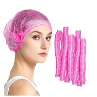 100x Disposable Hair Net Cap Non Anti Dust Stretch Elastic Work Hat Cover Pink