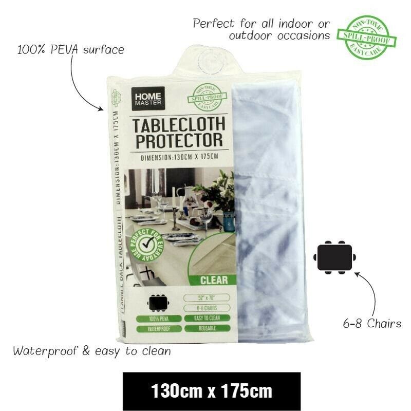 130x175cm Clear Plastic PVC Table Cloth Protector Cover Outdoor Camping Picnic