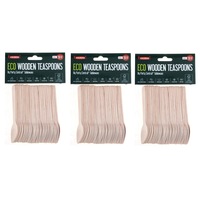 150x Eco Wooden Teaspoons Biodegradable Naturural Eco Friendly Food Mini Spoon