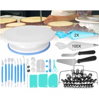 170Pcs Cake Decorating Kit Turntable Rotating Baking Flower Icing Piping Nozzles