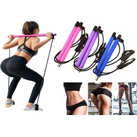 1x Portable Pilates Stretch Rope Gym Stick Yoga Exercise Bar Pilates Trainer