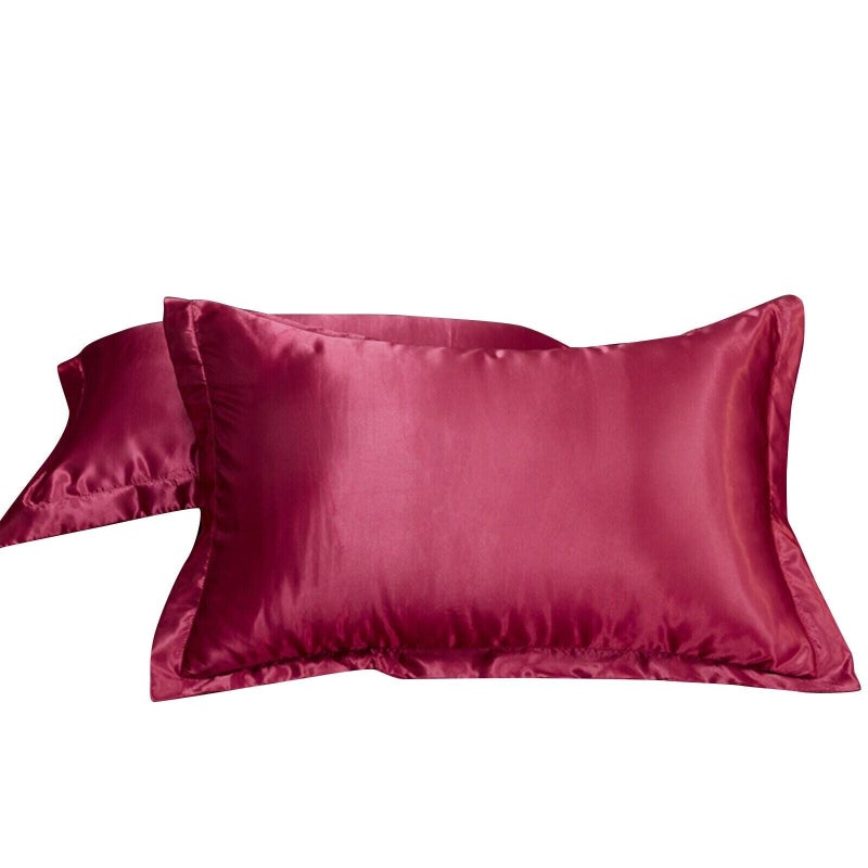 Buy 2x Satin Silk Pillow Cases Cushion Cover Pillowcase Home Decor Luxury Bed Red Mydeal