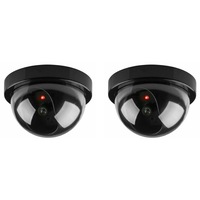 2X Security Camera Dome Fake Dummy Surveillance Flashing Red Light Wireless Fake