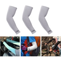 3 Pairs Cooling Sport Arm Stretch Sleeves Sun UV Protection Covers Cycling Grey