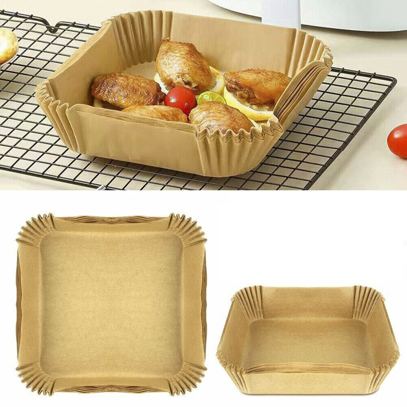 Air Fryer Disposable Paper Liner Square, 50 Pcs Food Grade