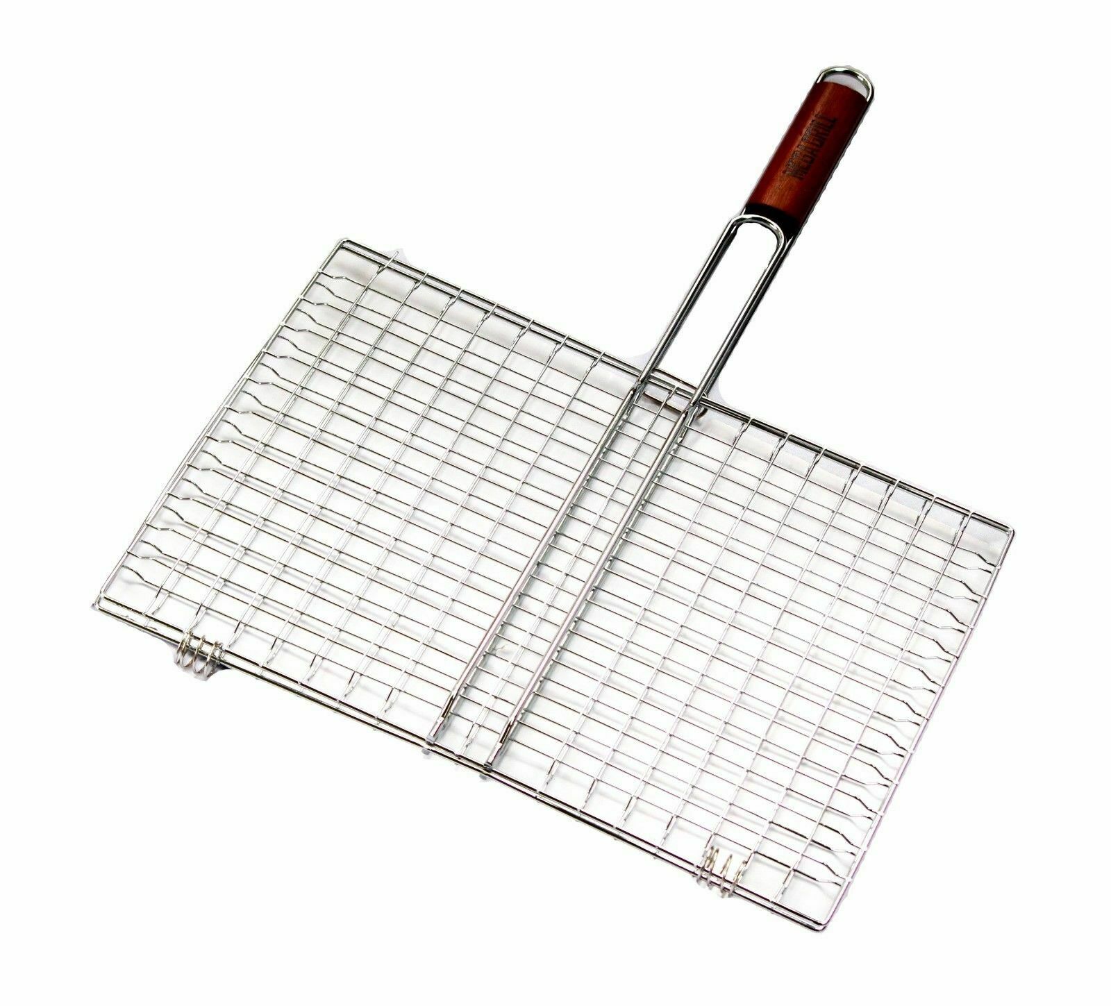 BBQ Grill Basket Fish Meat Barbeque Hand Held Grill Mesh Wire Grill 50x34CM
