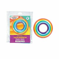 Inflatable Swim Rings Rainbow Design Summer Fun Beach Toy Pool Holidays 75cm