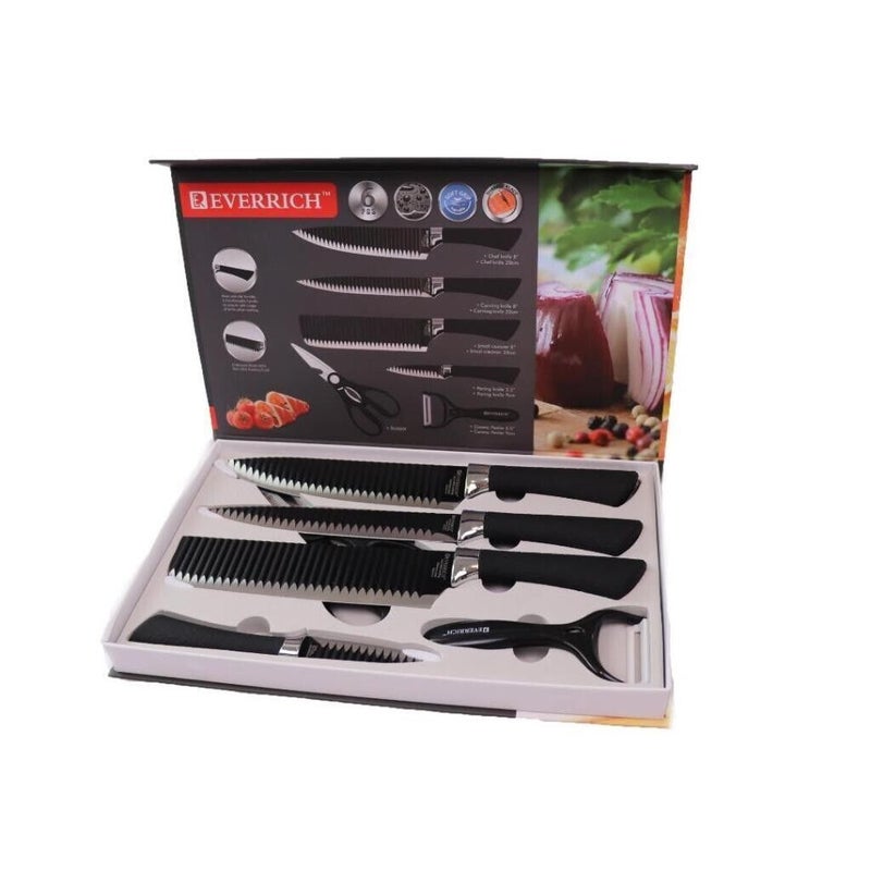 6 pieces Kitchen Knife Set Everich Chef Knives Stainless Steel Nonstick  Scissor