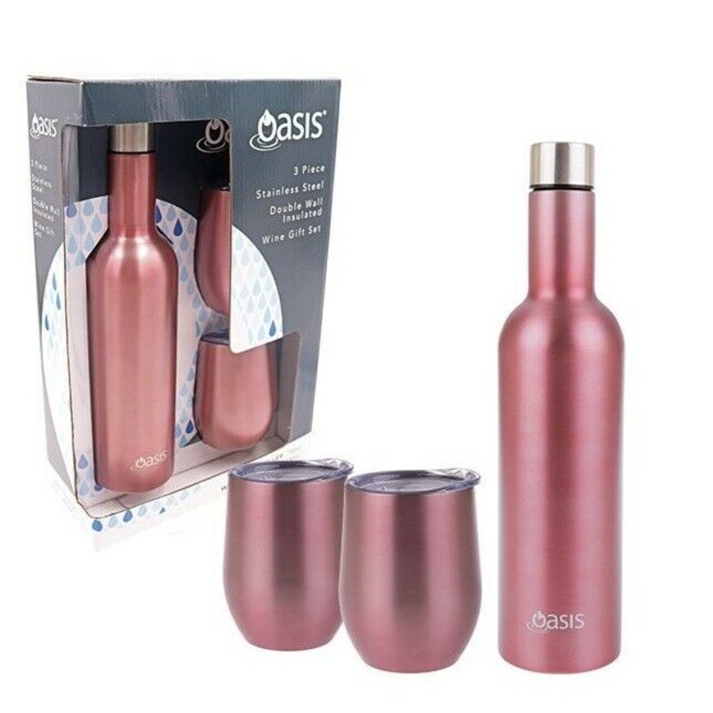 Buy Oasis 3Piece Double Wall Insulated Wine Traveller's Set Rose
