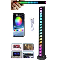 RGB Activated Music Rhythm LED Light Strip Lamp Sound Control Rechargeable Black