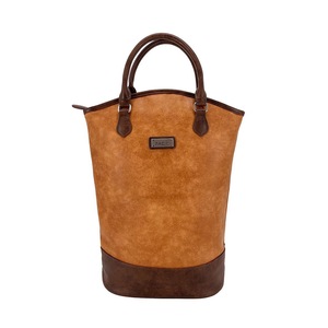 Sachi 2 Bottle Wine Tote Bag Insulated Carrier Purse Handbag Faux Leather - Tan