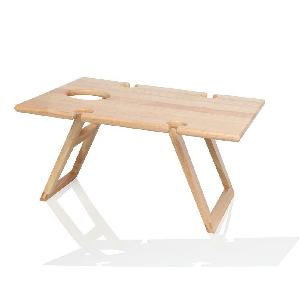 STANLEY ROGERS TIMBER FOLDING PICNIC RECTANGLE TABLE 48 x 38CM TRAVEL WINE 