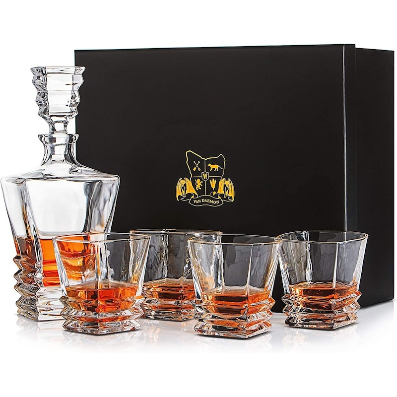 Buy Van Daemon Whisky Decanter (750Ml) and Set of 4 Whiskey Glasses ...